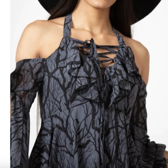 Killstar Women Woodland Witch Dress WhimsiGoth Witchy XL (Juniors) Sheer Spooky - Picture 3 of 16